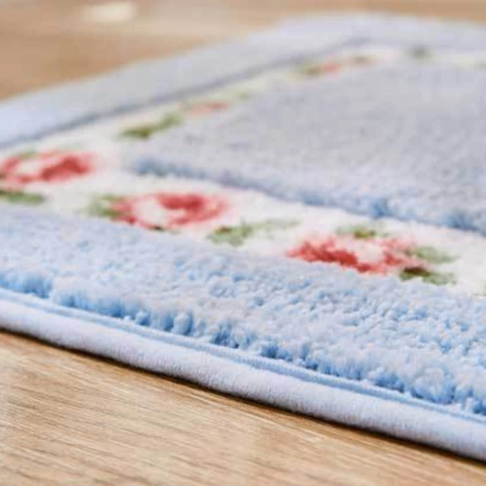 Plush Floral Oval Bath Mat