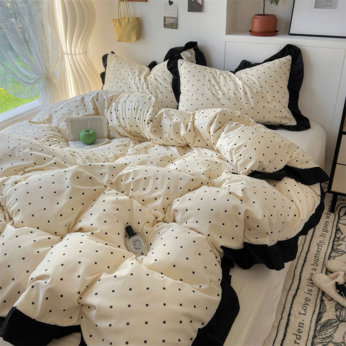 French Ruffled Polka Dot Bedding Set