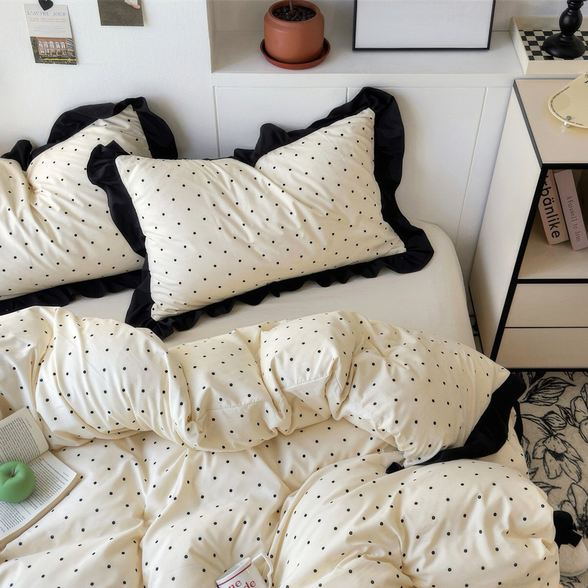 French Ruffled Polka Dot Bedding Set