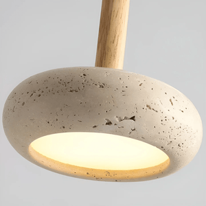 Kaisu Japandi Wabi Sabi Wood Stone Pendant Light