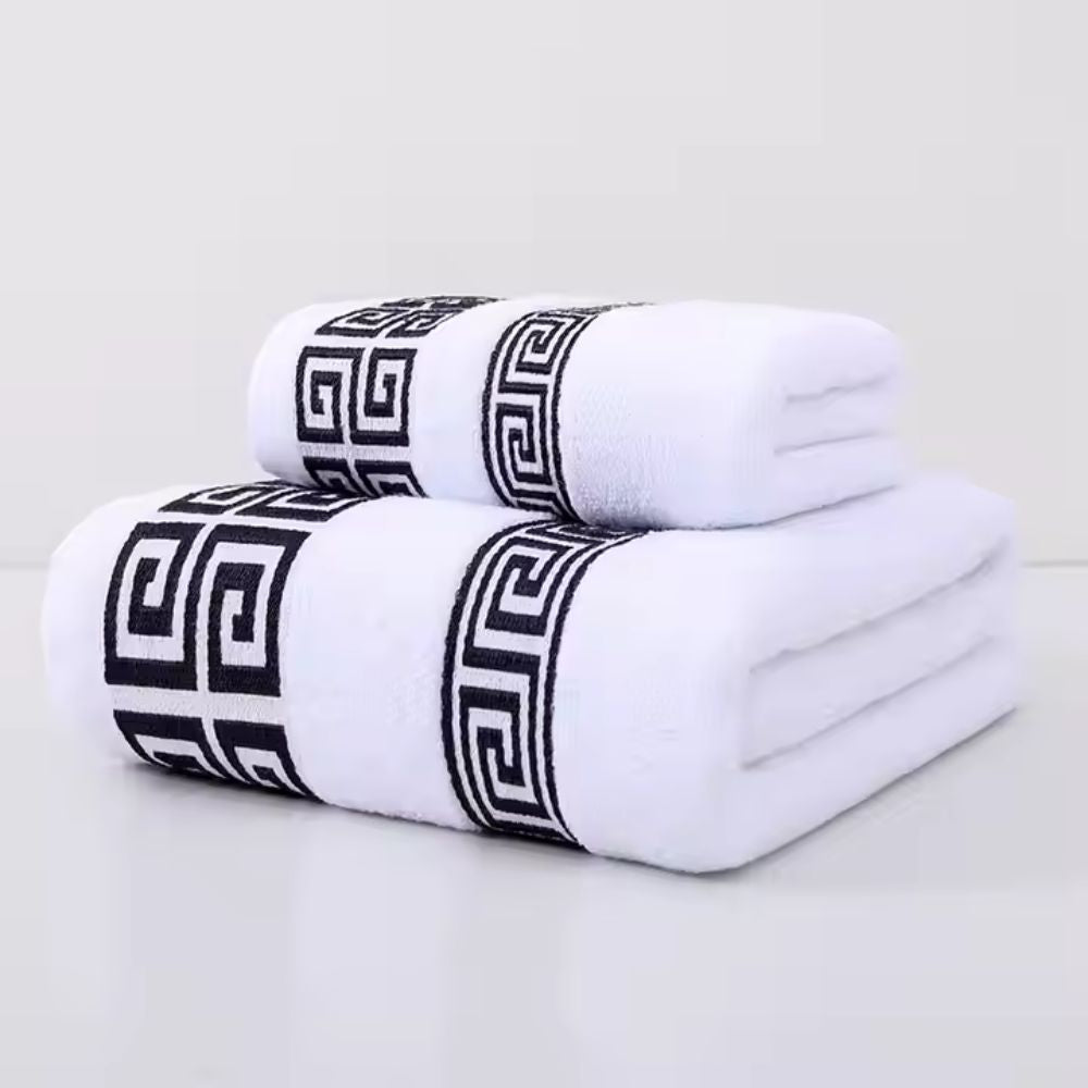 2 Piece Cotton Terry Bath and Hand Towel Set