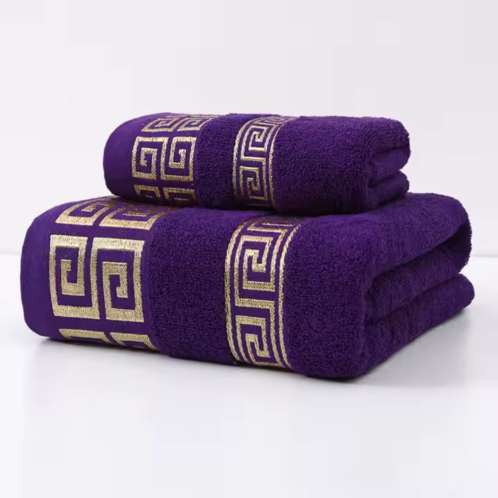 2 Piece Cotton Terry Bath and Hand Towel Set