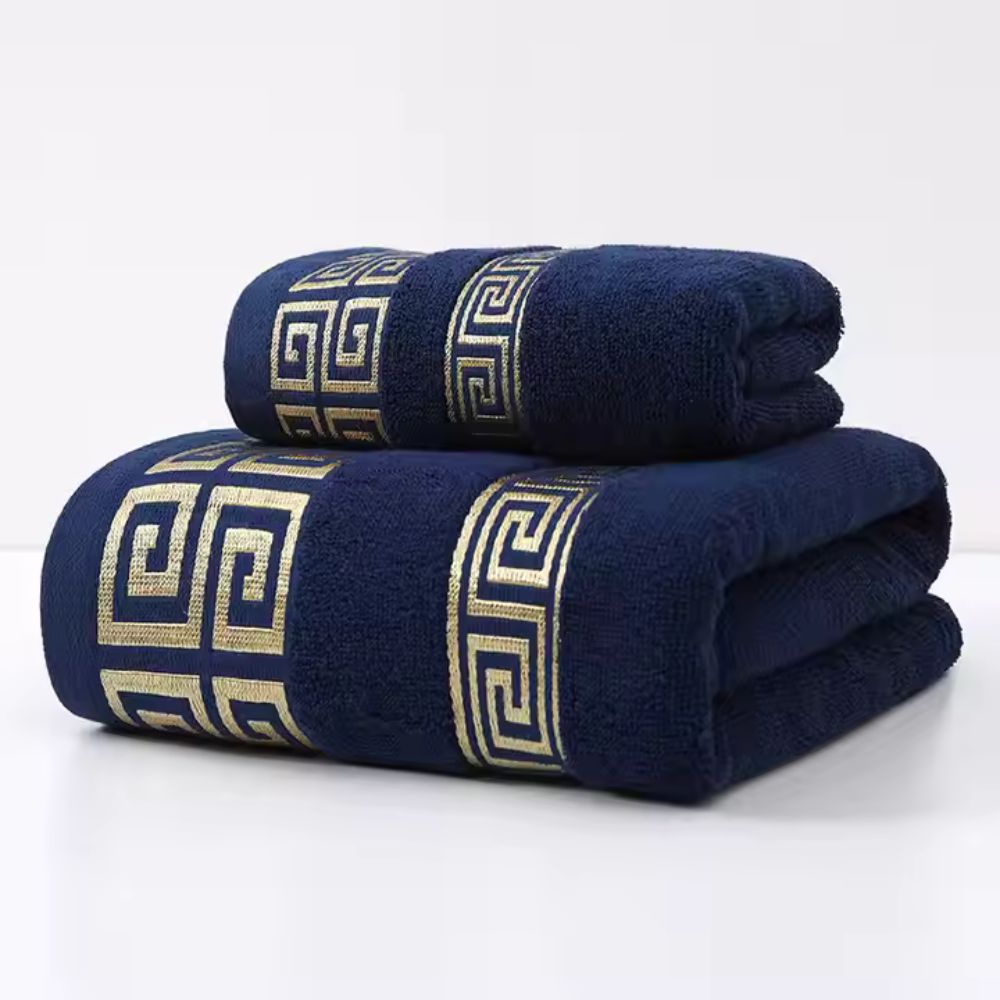 2 Piece Cotton Terry Bath and Hand Towel Set