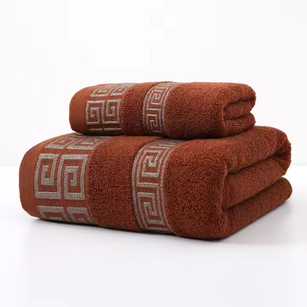 2 Piece Cotton Terry Bath and Hand Towel Set