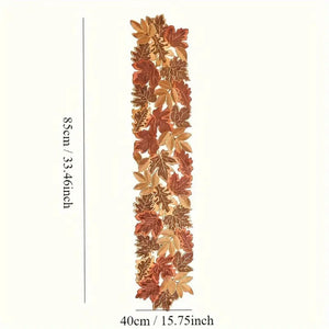 Embroidered Autumn Leaves Table Runner for Dining