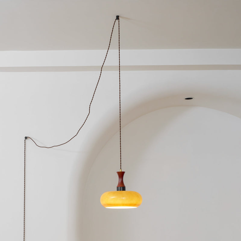 Verano Vintage Smoked Glass Plug In Pendant Lamp