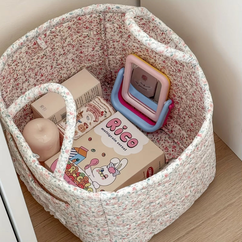 Floral Quilted Miscellaneous Storage Basket
