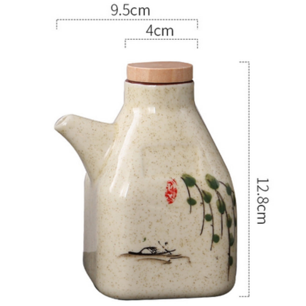 Hand Painted Ceramic Soy Sauce and Oil Dispenser
