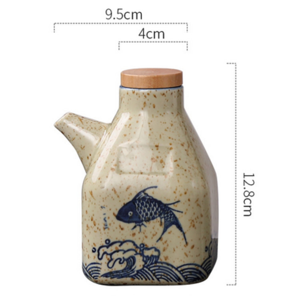 Hand Painted Ceramic Soy Sauce and Oil Dispenser