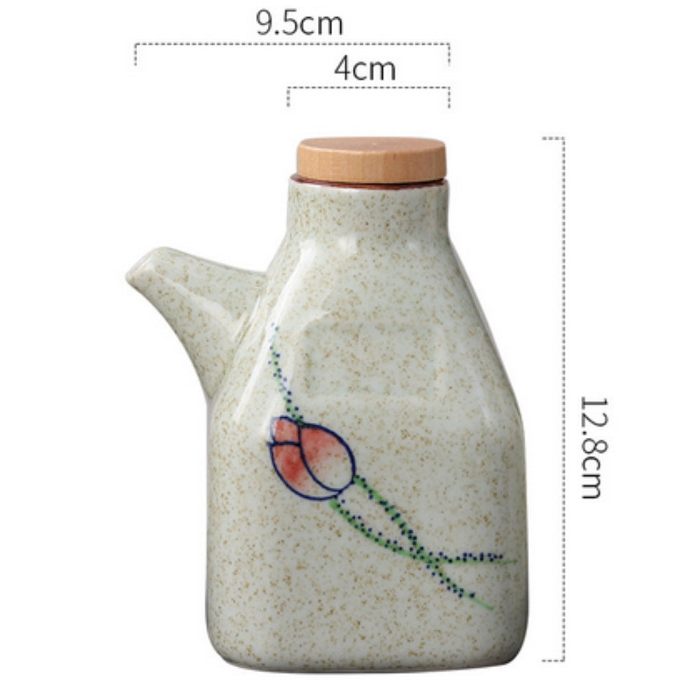 Hand Painted Ceramic Soy Sauce and Oil Dispenser