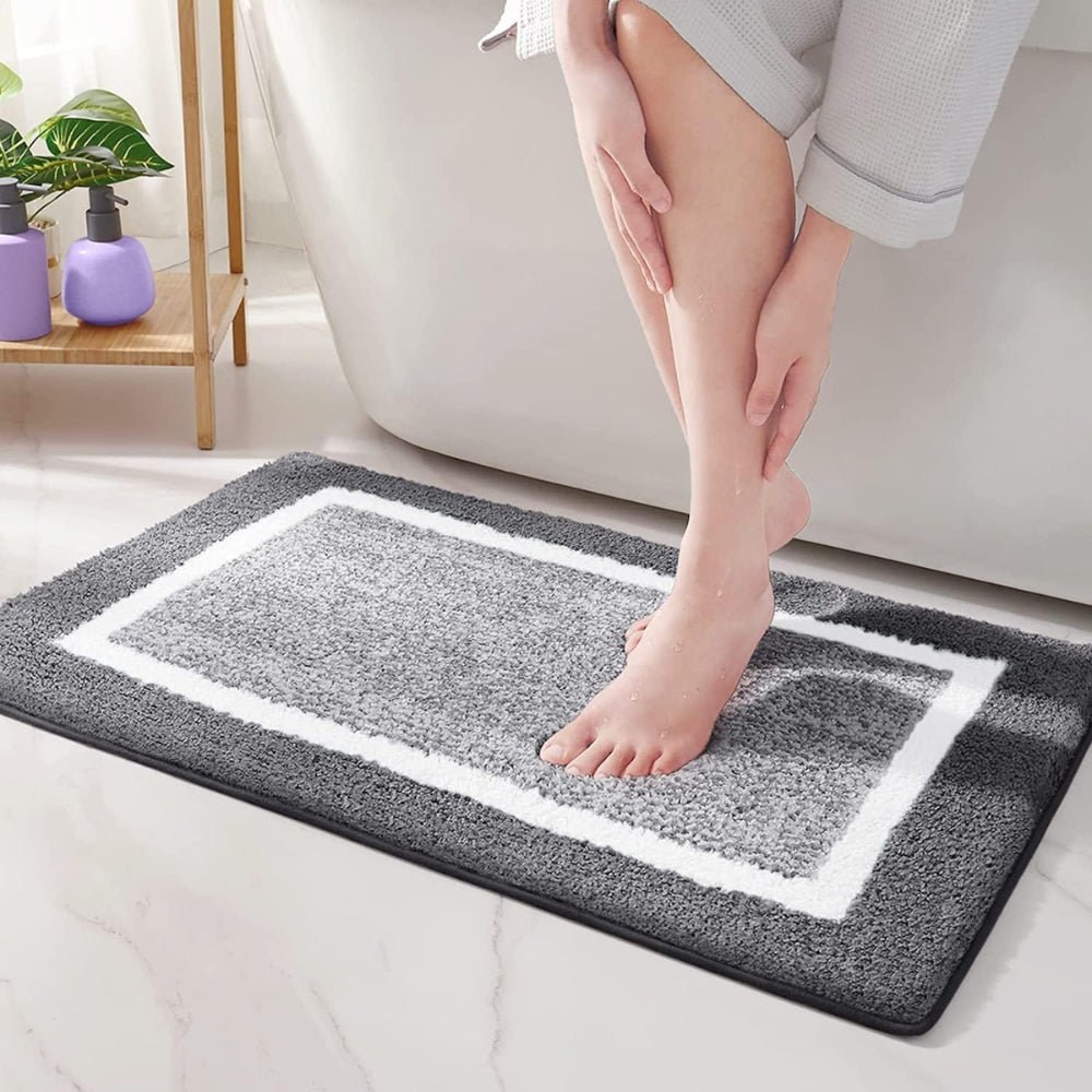 Modern Two Tone Border Anti Slip Bath Mat