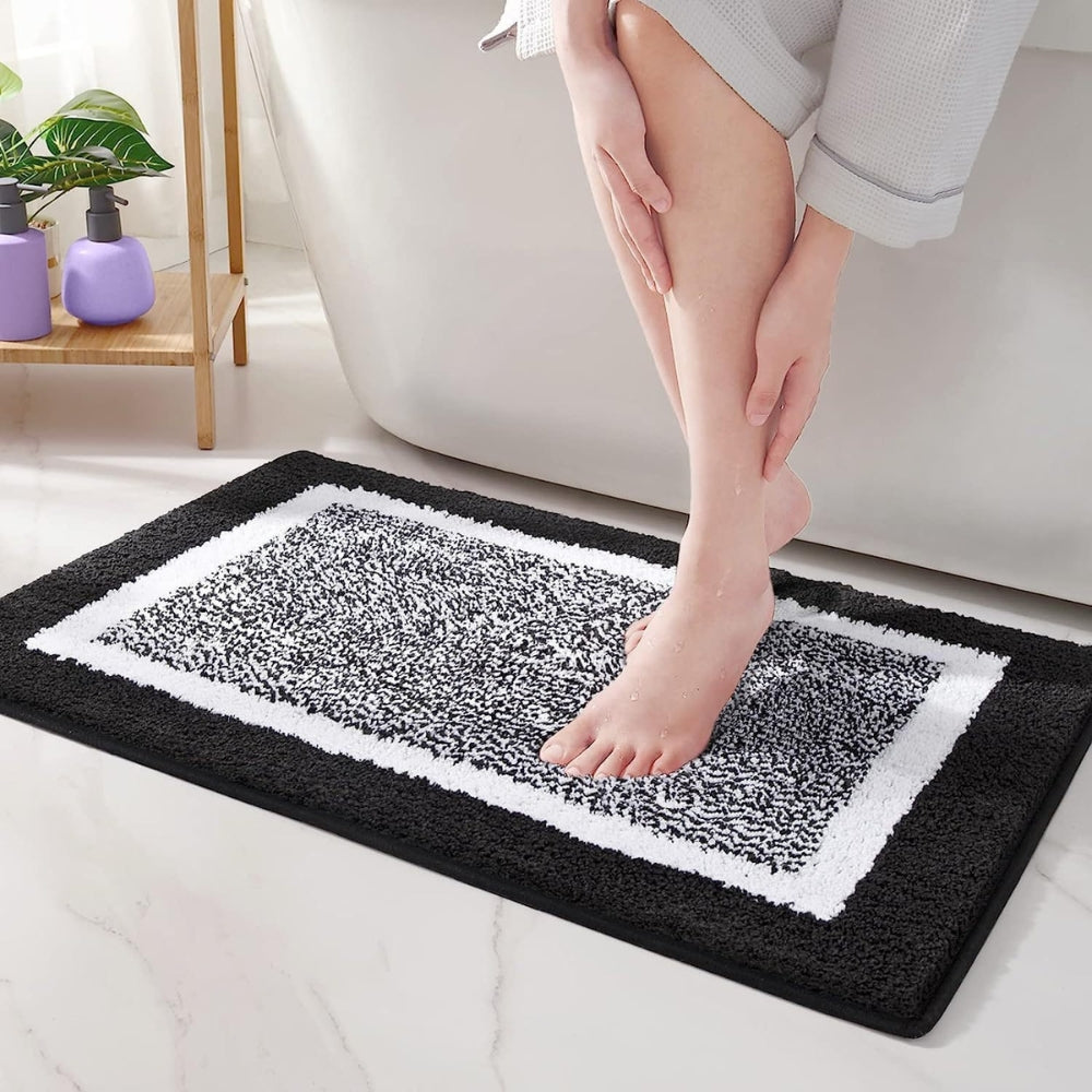 Modern Two Tone Border Anti Slip Bath Mat