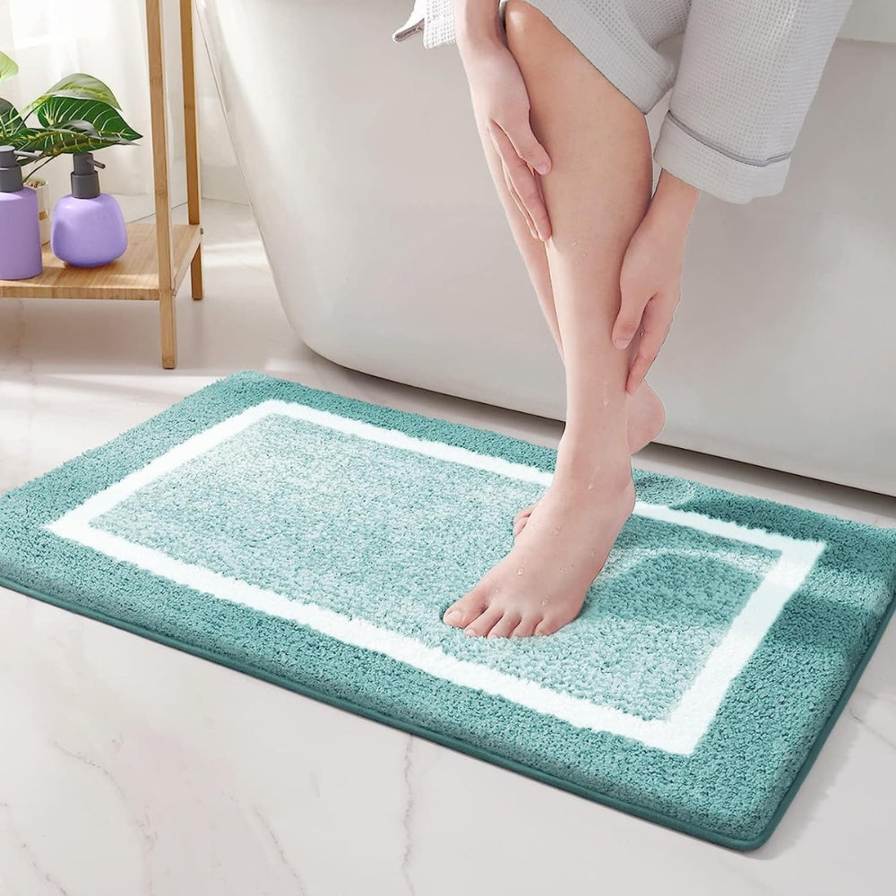 Modern Two Tone Border Anti Slip Bath Mat