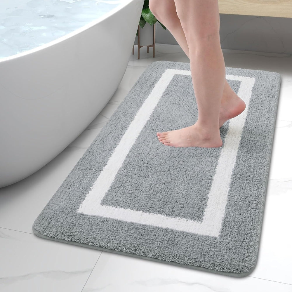 Modern Two Tone Border Anti Slip Bath Mat