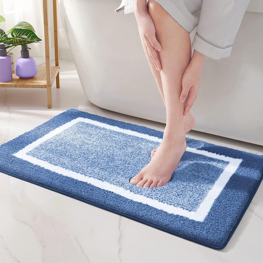 Modern Two Tone Border Anti Slip Bath Mat
