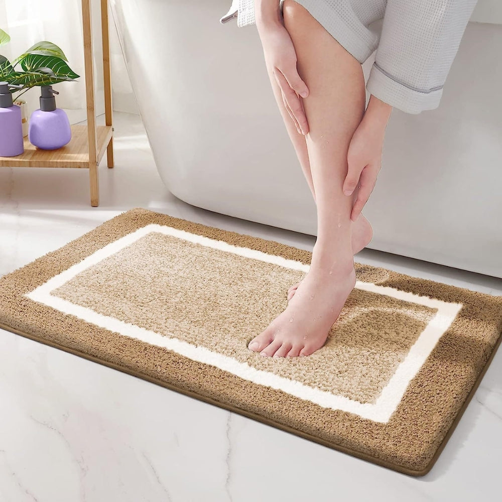 Modern Two Tone Border Anti Slip Bath Mat