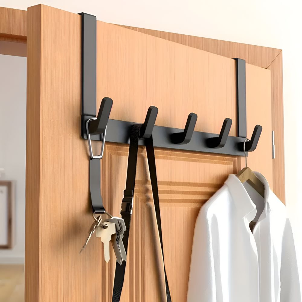 5 Hook Stainless Steel Over the Door Rack