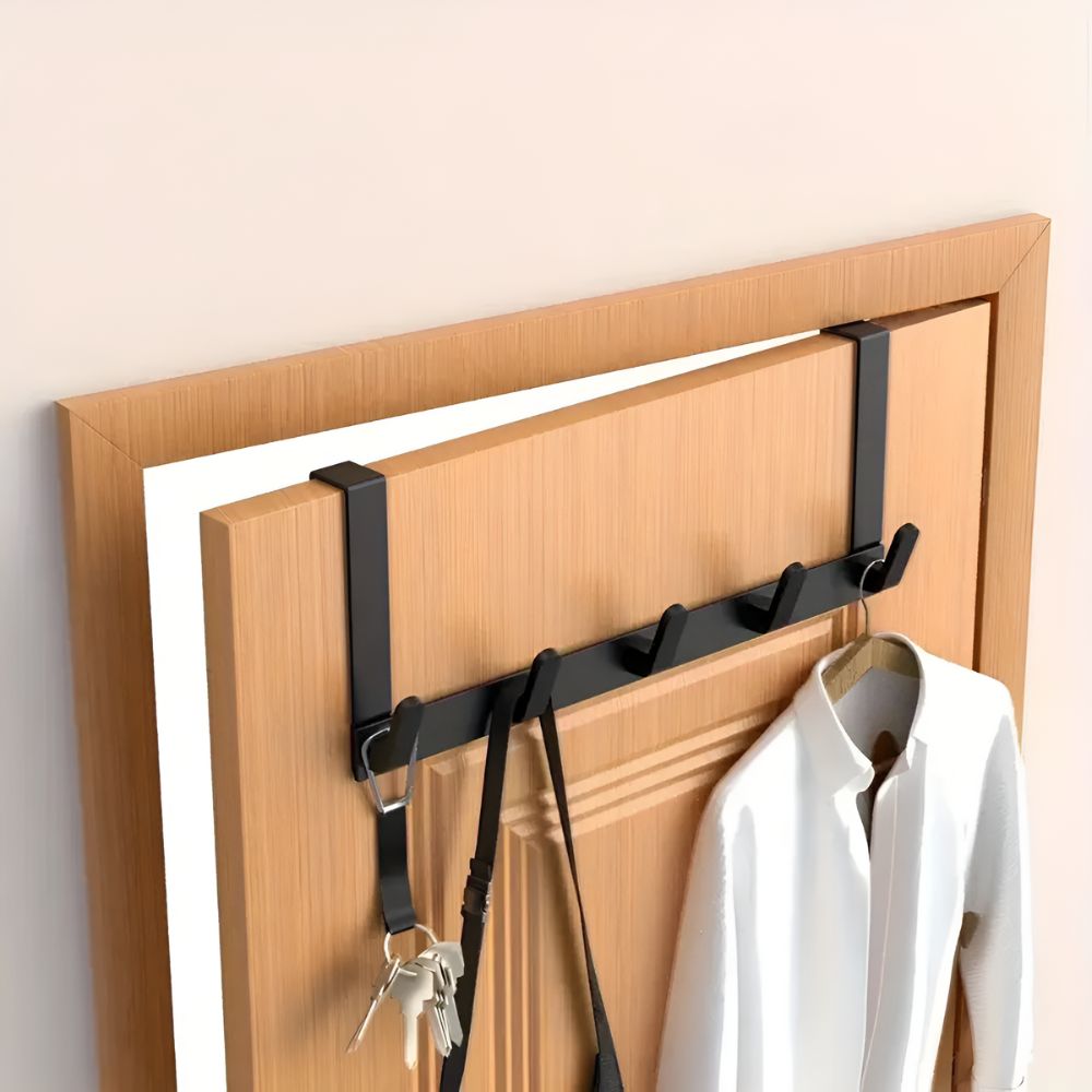 5 Hook Stainless Steel Over the Door Rack