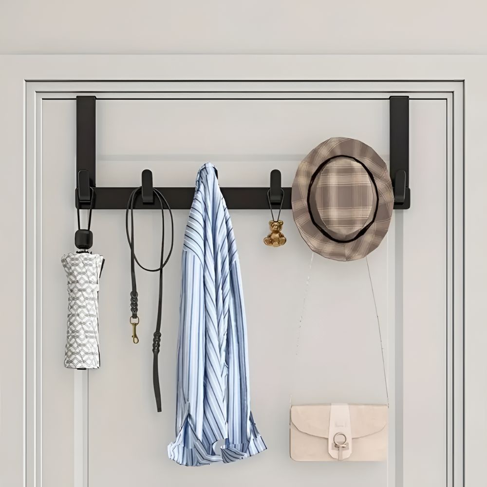 5 Hook Stainless Steel Over the Door Rack
