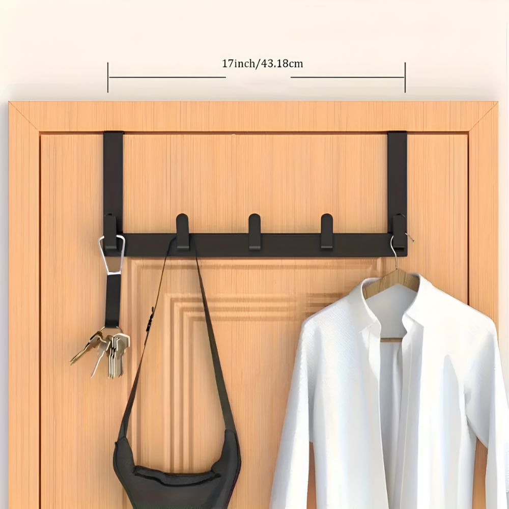 5 Hook Stainless Steel Over the Door Rack