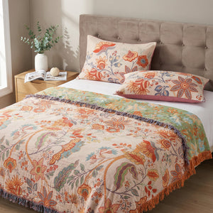 Rustic Floral Boho Cotton Pillowcases, 2 Pack