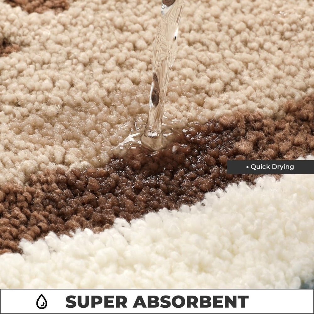 Seaside Footprint Pattern Coastal Bath Mat