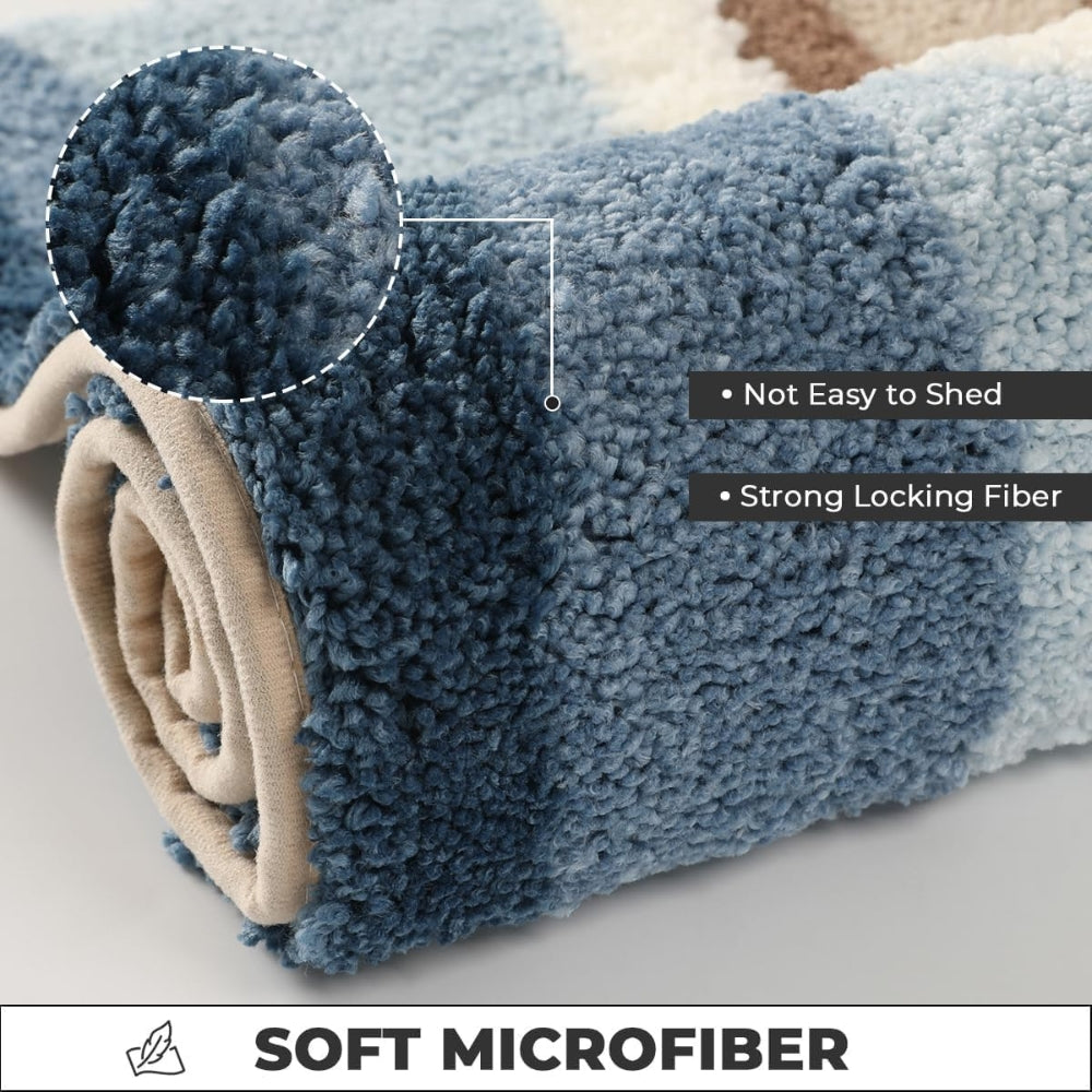 Seaside Footprint Pattern Coastal Bath Mat