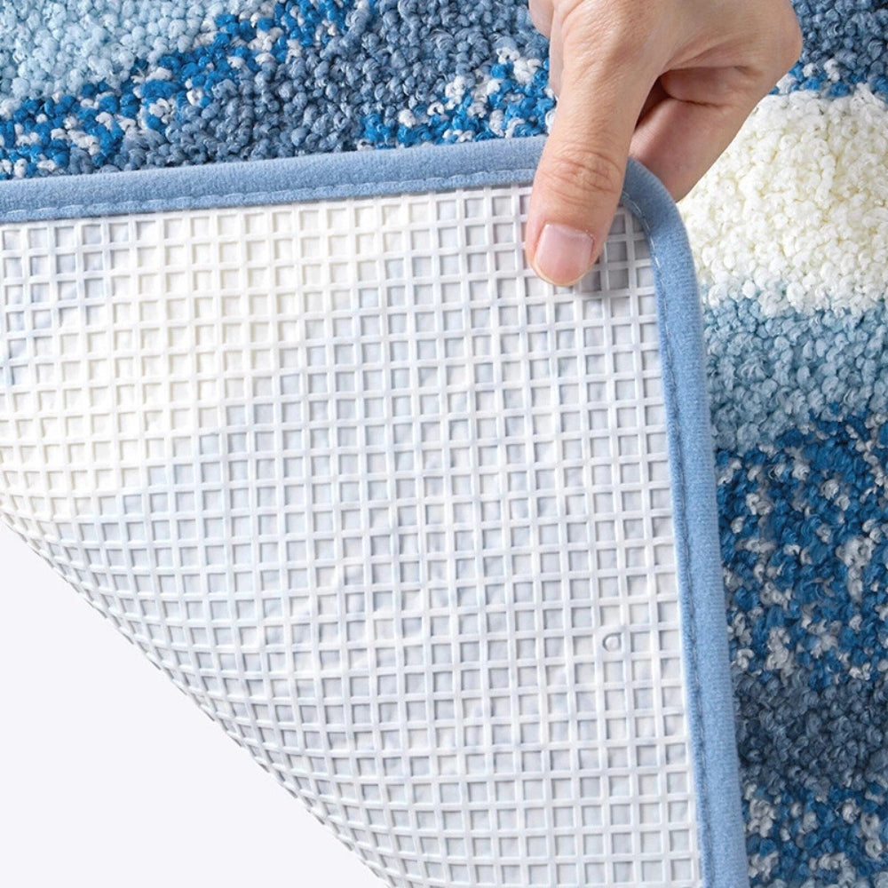 Seaside Footprint Pattern Coastal Bath Mat