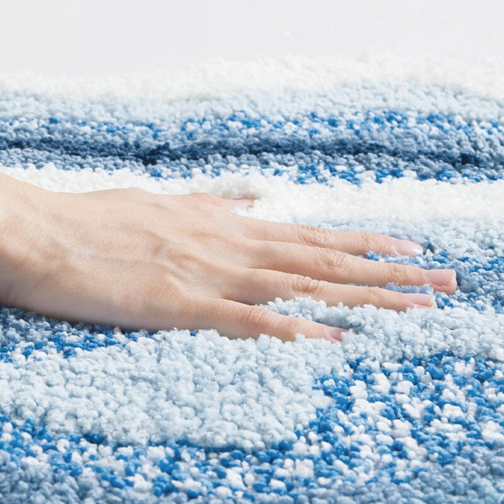 Seaside Footprint Pattern Coastal Bath Mat