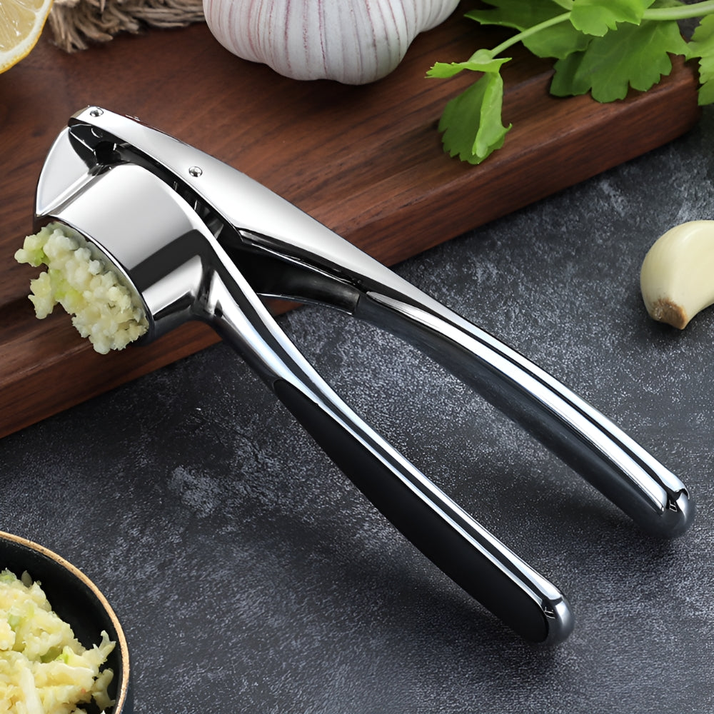 Stainless Steel Garlic Press With Non Slip Handle