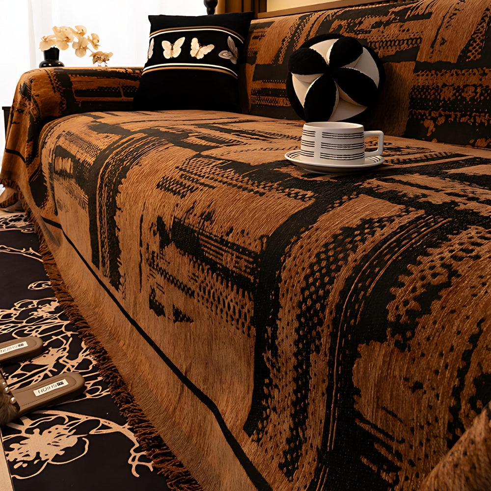 Geometric Tribal Chenille Sofa Cover Throw