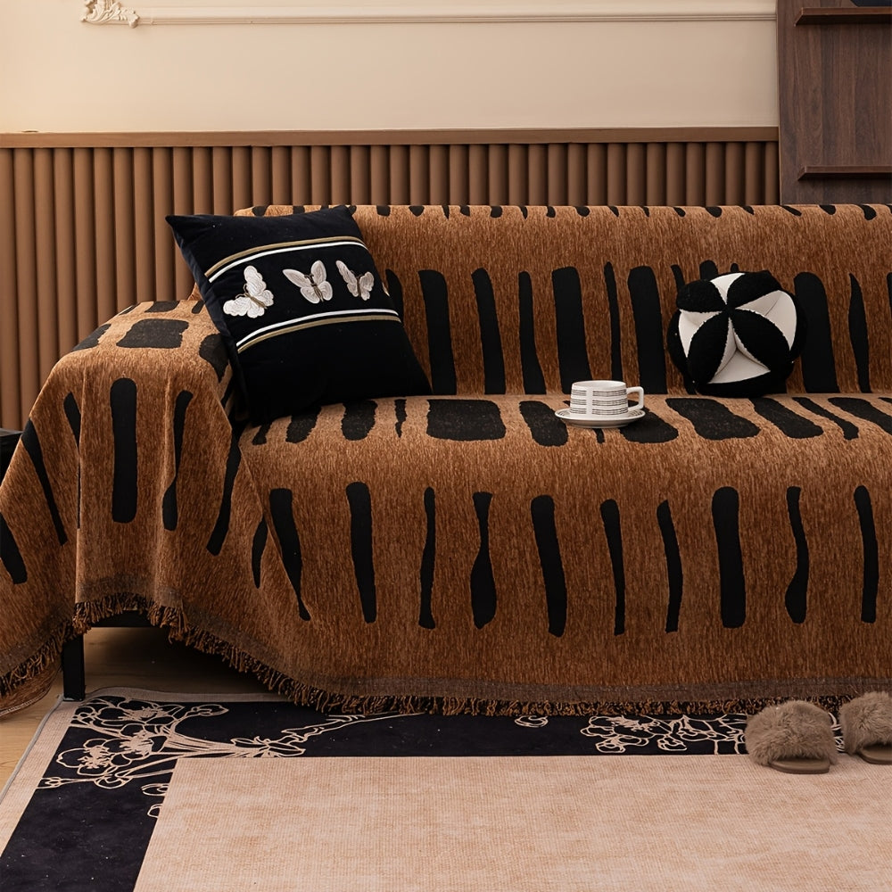 Geometric Tribal Chenille Sofa Cover Throw