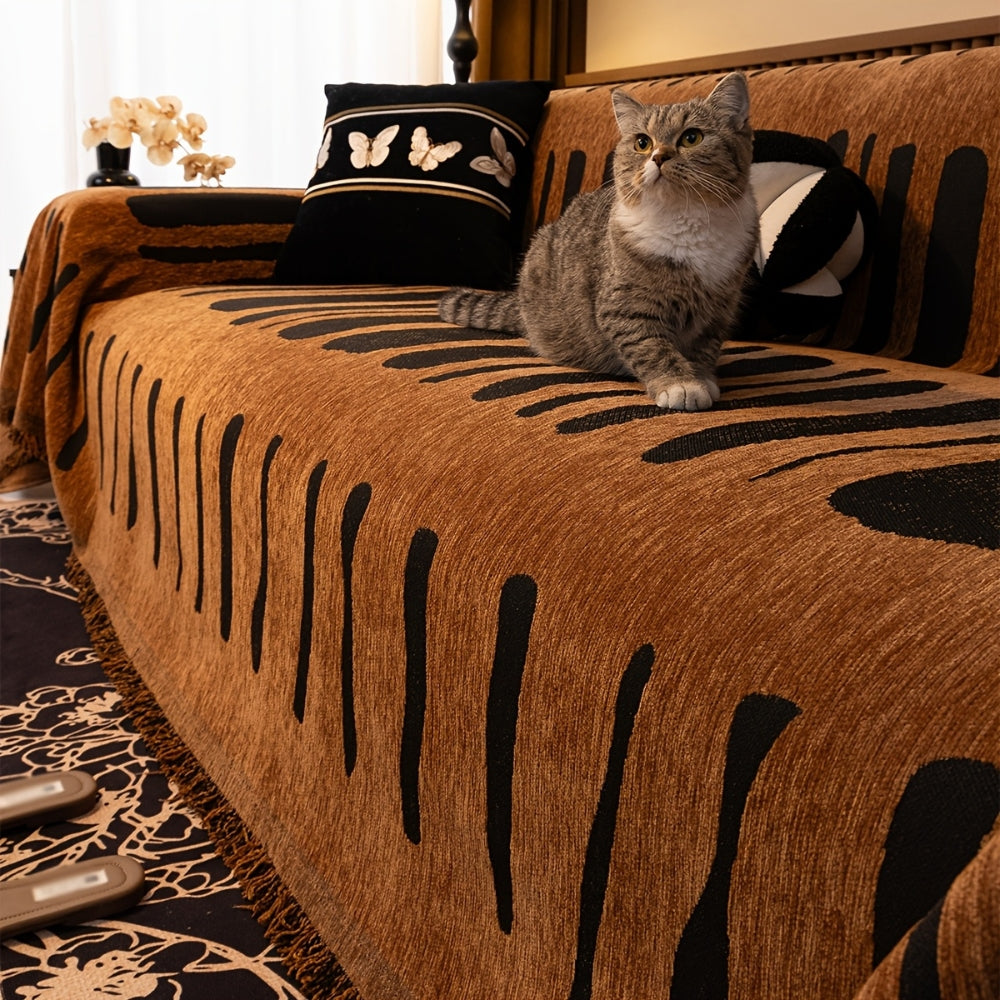 Geometric Tribal Chenille Sofa Cover Throw