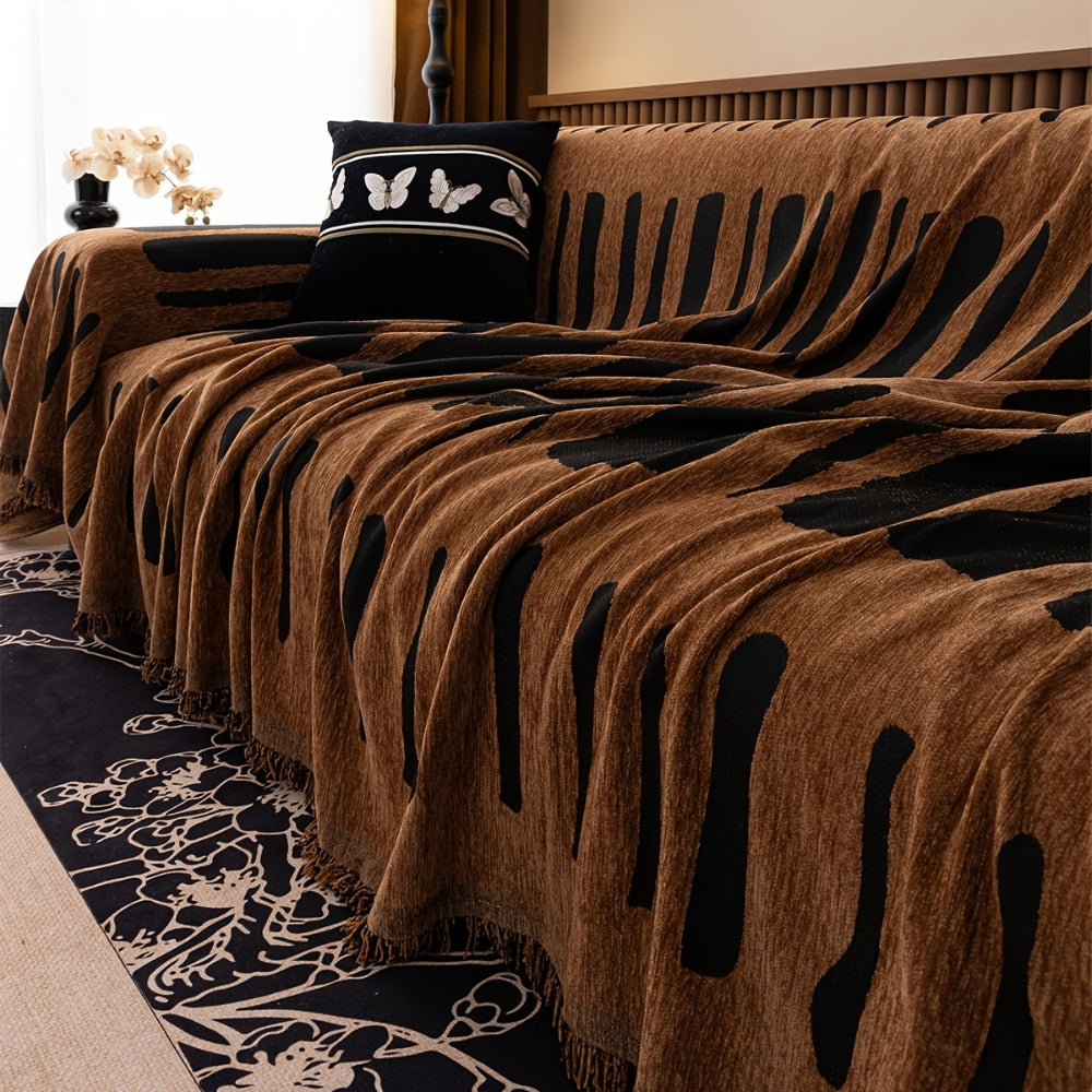 Geometric Tribal Chenille Sofa Cover Throw