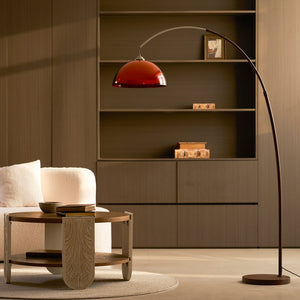 Arcadia Mid Century Walnut Oversized Arc Floor Lamp