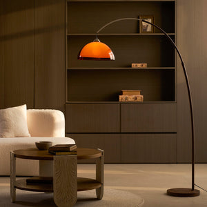 Arcadia Mid Century Walnut Oversized Arc Floor Lamp