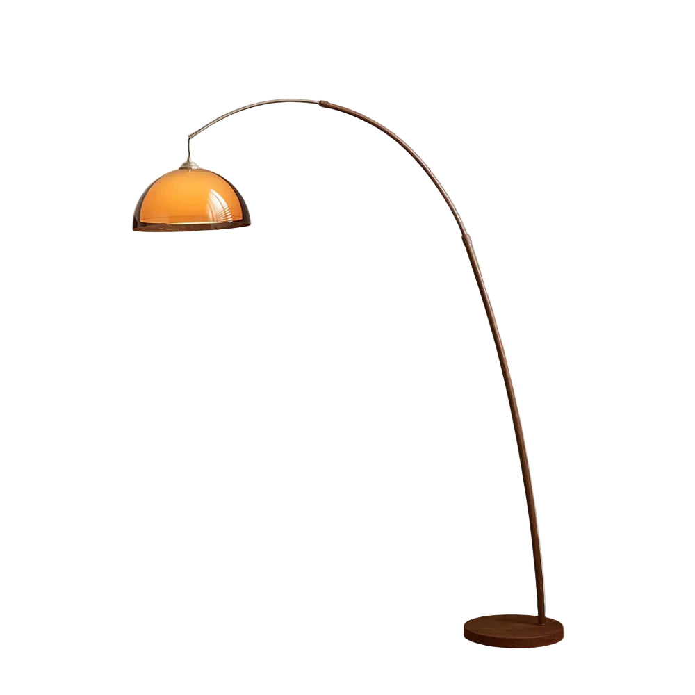 Arcadia Mid Century Walnut Oversized Arc Floor Lamp