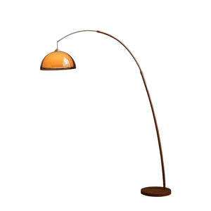 Arcadia Mid Century Walnut Oversized Arc Floor Lamp
