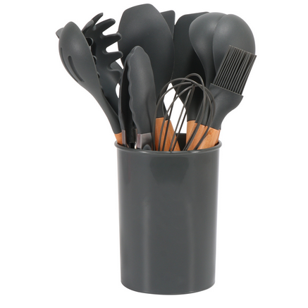 12 Piece Silicone Cooking Utensils Set With Bamboo Handles