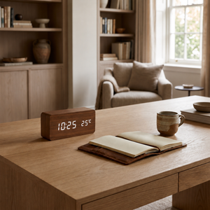 LED Smart Voice-Controlled Wooden Alarm Clock