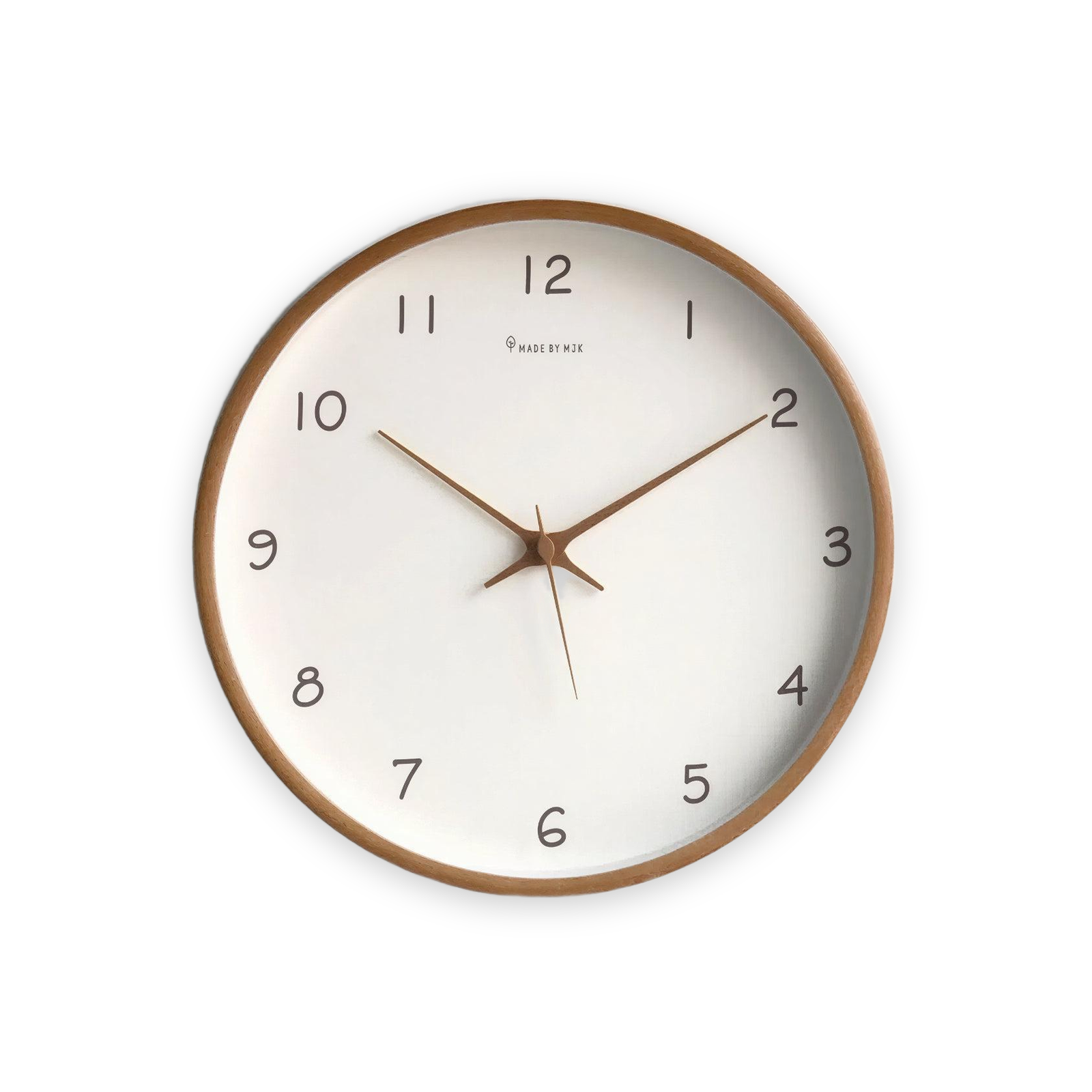Modern Silent Wooden Analog Wall Clock - Brown - white background