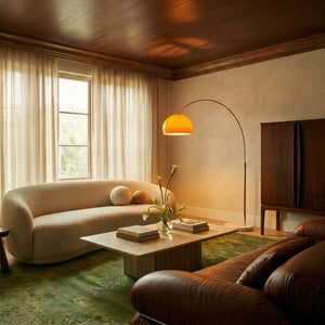 Cassia Marble Base Glass Globe Arc Floor Lamp