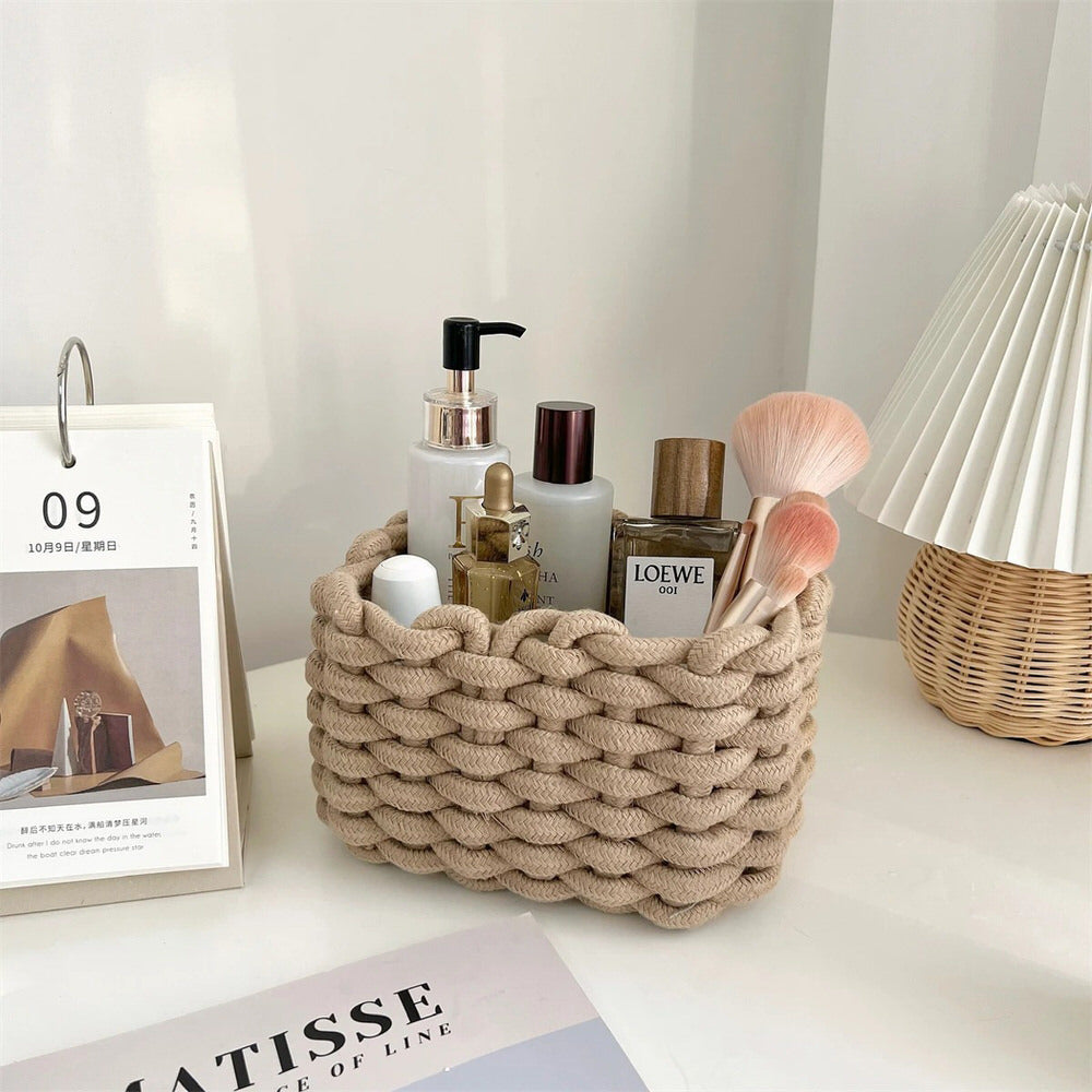 Woven Cotton Rope Desk Storage Basket
