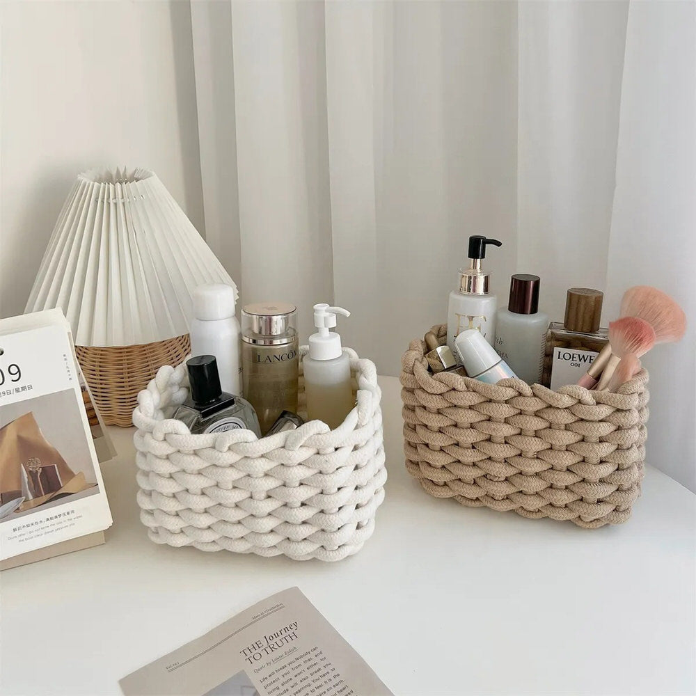 Woven Cotton Rope Desk Storage Basket