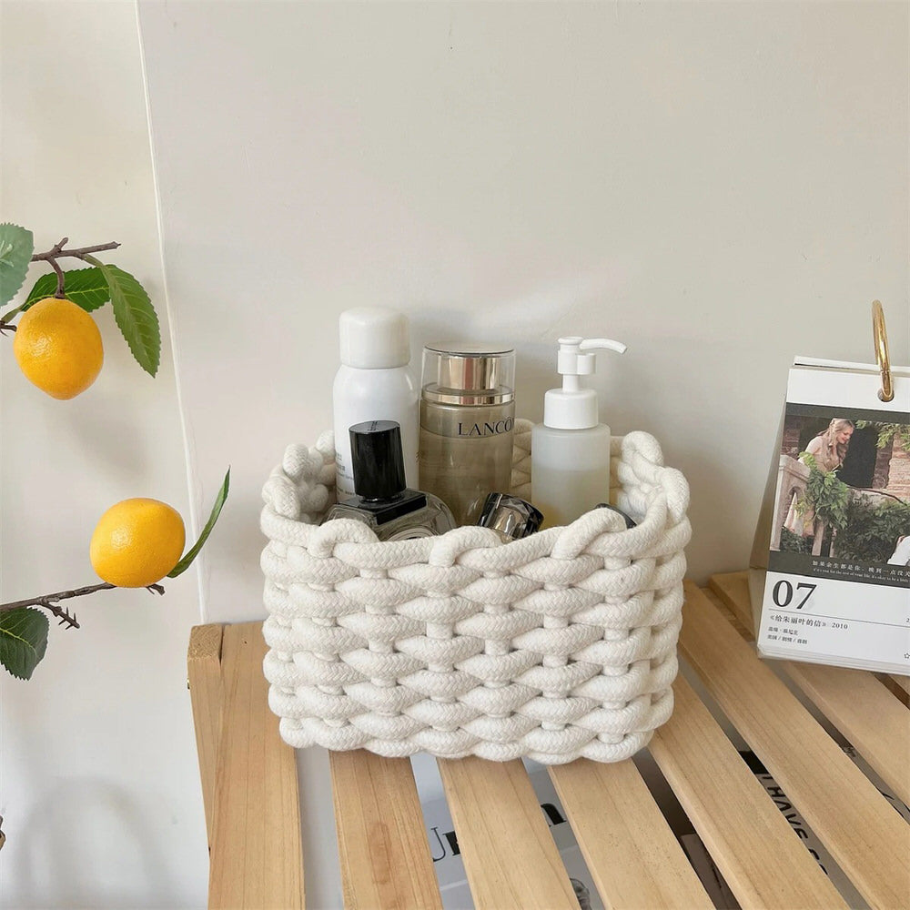 Woven Cotton Rope Desk Storage Basket