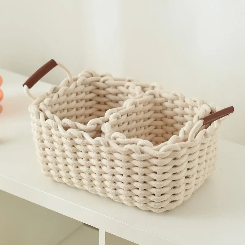 Woven Cotton Rope Desk Storage Basket