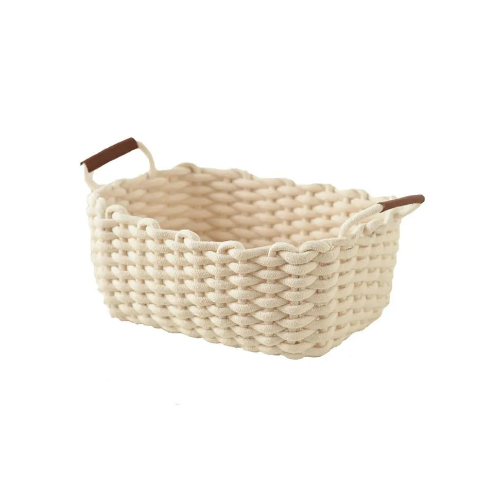 Woven Cotton Rope Desk Storage Basket
