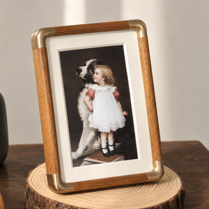 Brooks solid wood tabletop photo frame upright on a side table
