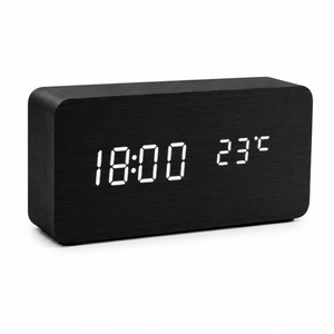LED Smart Voice-Controlled Wooden Alarm Clock