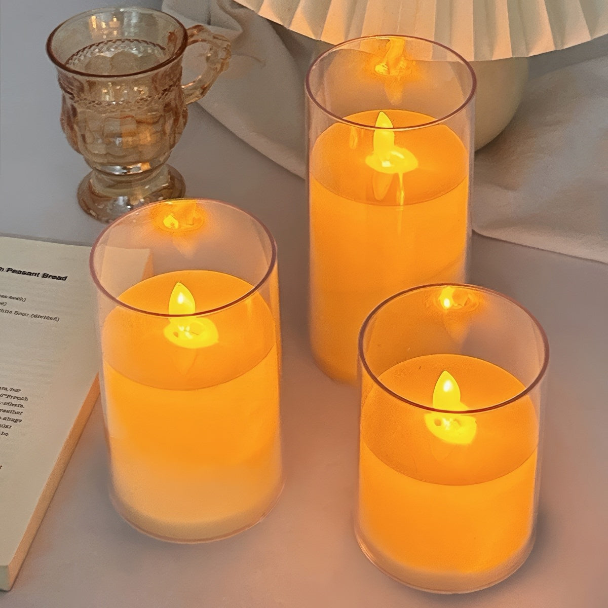 Rivelle Warm Glow LED Flameless Glass Candles
